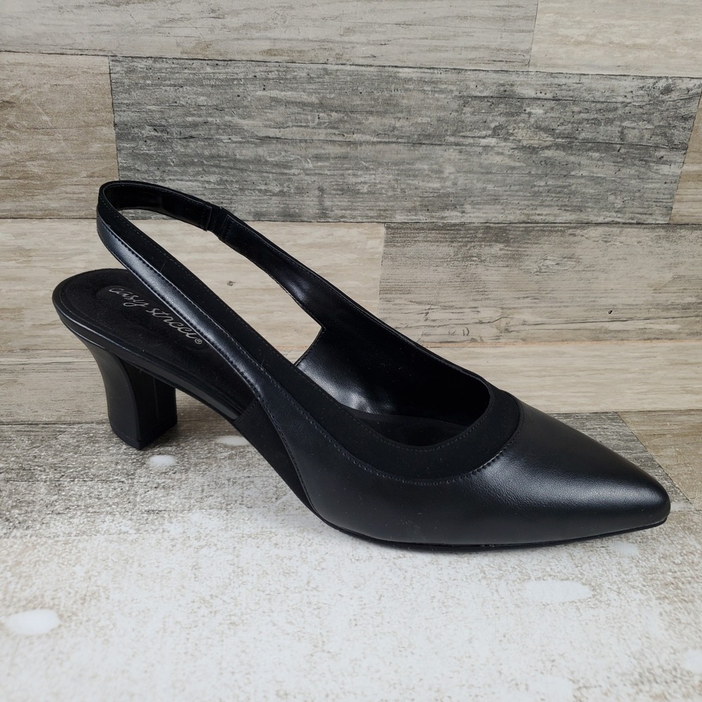 Easy Street Dessa Womens Pumps Sz 11 M Black Block Heel Pointed Toe Slingback